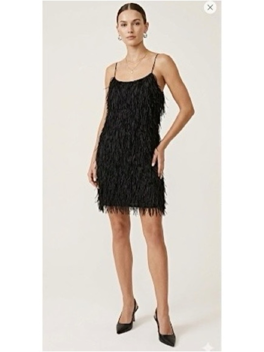 New Aqua Fringe Sleeveless Little Black Dress: Size Medium